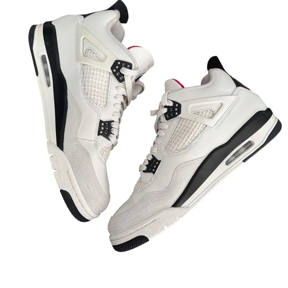 Nike Air Jordan 4 Retro OG FC Shoes Sail Black Univ Red IM4002-100 Mens 11.5